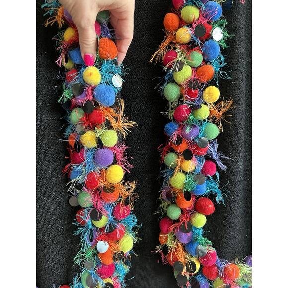 DESIGN OPTIONS By Philip & Jane Gordon Colorful Pom Pom Sweater Cardigan XL NWT - Picture 3 of 13